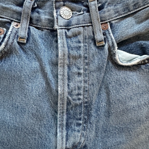 AGolde 100% Organic Cotton Relaxed High Rise Faded Blue Distressed Jeans - Picture 5 of 10